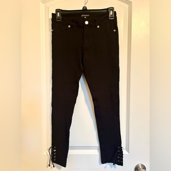 Shine Star black legging/jegging pants with button and pocket pockets - Picture 1 of 4
